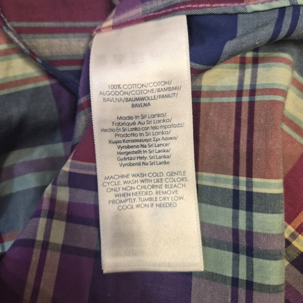 [LIKE NEW] CHAPS Blue and Purple Plaid Button Down Shirt Womens Large - Picture 6 of 10